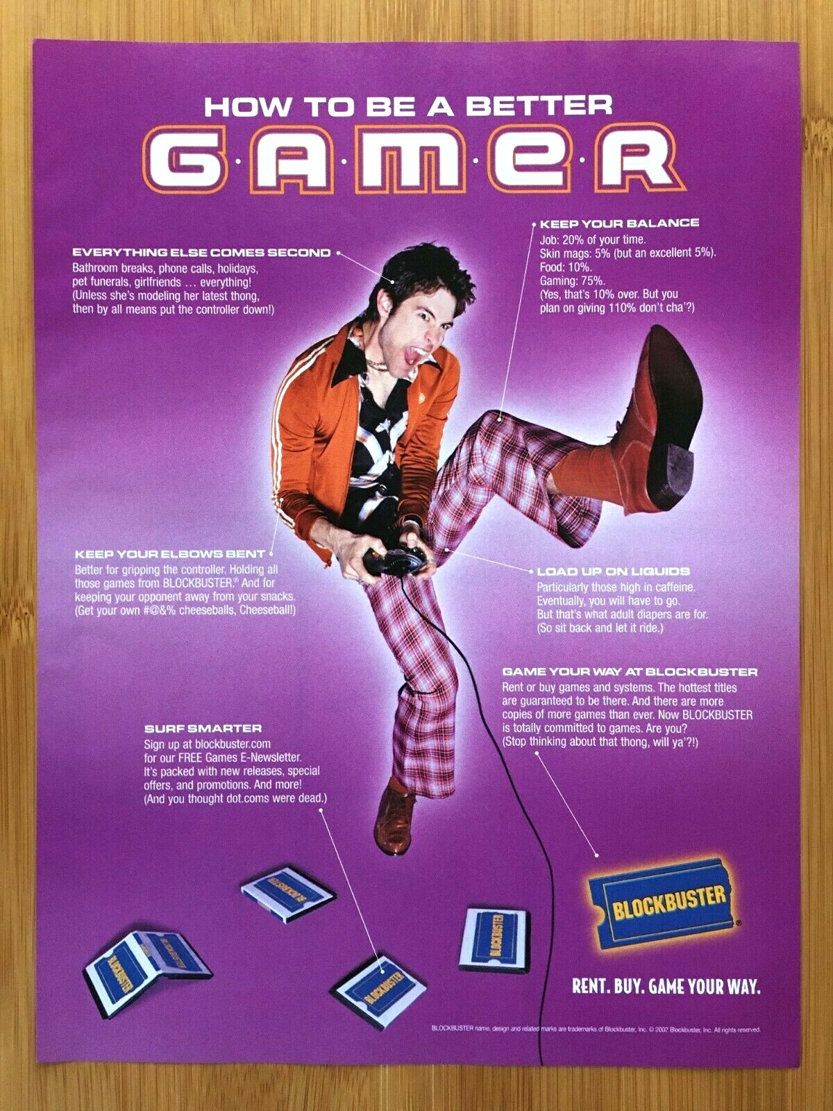 ◆未開封 BROTHERS ON THE RUN 2002 2002 BLOCKBUSTER Gamer Xbox PS2 Video Game Rentals Print Ad