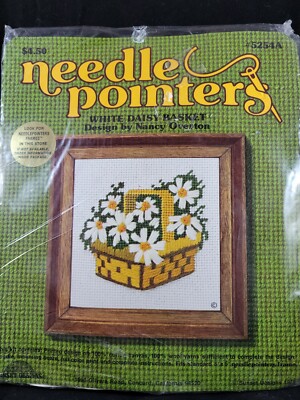 Vintage Needle Pointers Kit - White Daisy Basket - Kit# 5254A