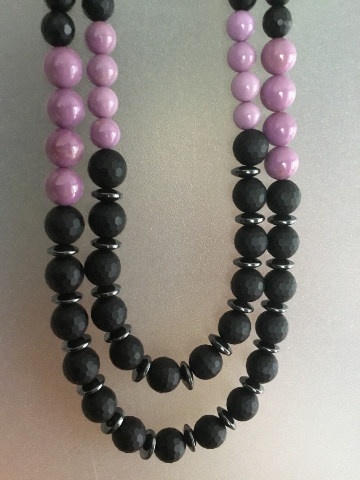 gorgeous high quality micro faceted matt black Onyx and natural Phosphosiderite