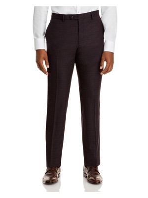 

John Varvatos Мужские бордовые брюки Windowpane в клетку Slim Fit, Burgundy, 7101107-5T