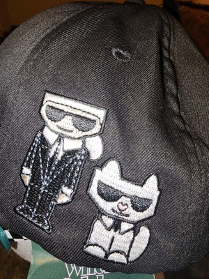 Karl Lagerfeld Paris Choupette Logos Black Designer Hat Unisex Ballcap NWT Rare!