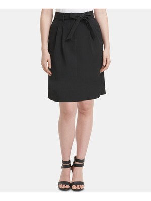 

DKNY Женская черная юбка-карандаш выше колена с поясом для миниатюрных размеров, Черный