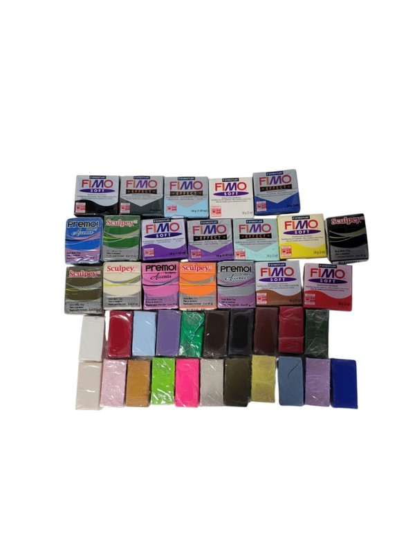 Polymer clay lot of 40 mixed colors Fimo, Sculptey, Premo
