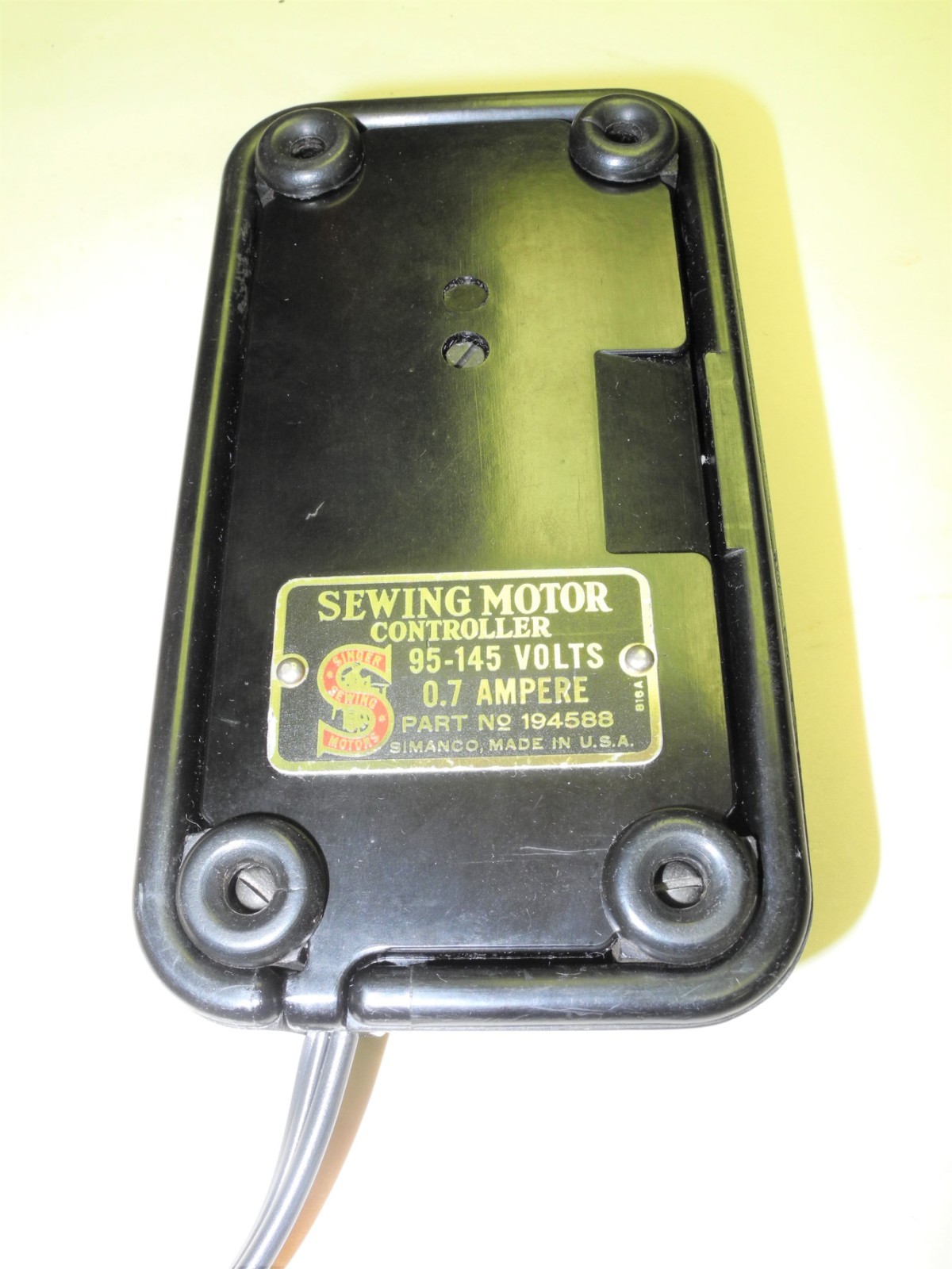 VINTAGE SINGER SEWING MACHINE 221 FEATHERWEIGHT FOOT CONTROLLER, NEW WIRING