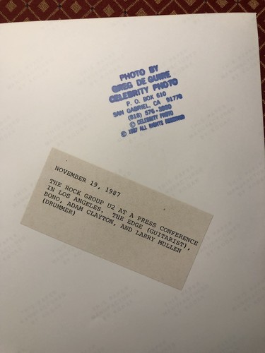 U2 Photograph Original Bono Edge Larry Mullen Adam Clayton