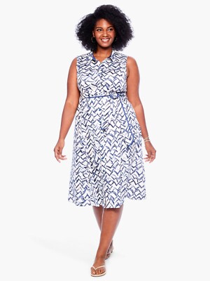 Nic+Zoe Women's Lookout Shirt Dress White Multi Plus Size 2X