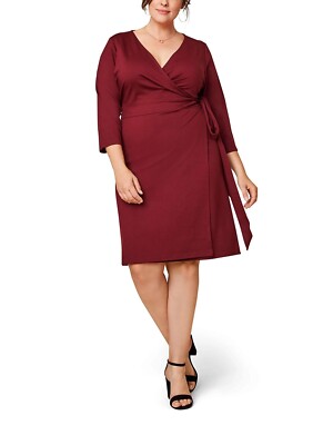 Seek No Further by Fruit of the Loom Women's Plus Size Ponte ¾ Sleeve V-Neck 2X