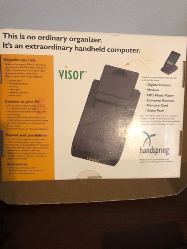 Handspring Visor Deluxe PDA w/ Cover, USB Cradle, CD, Stylus, Black Case, Manual