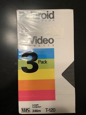 NEW, SEALED: Polaroid Supercolor Plus Video Cassette VHS Tape T-120 BLANK 3 Pack