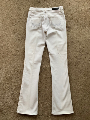 NWOT Rock And Republic Womens Junior White Jeans Size 4 Bootcut Bling Pockets