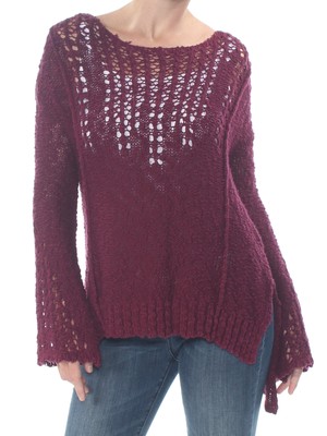 

ARIZONA Женский темно-бордовый вязаный свитер с расклешенными рукавами и жемчужным вырезом Размер, Maroon