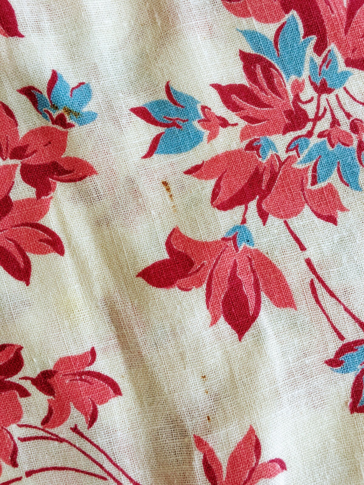 Vintage Feed Sack Fabric Pink and Blue Floral Flower  44x38 