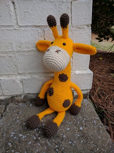 Crochet Giraffe Yellow/Brown Handmade Stuffed Toy Amigurumi Animals Giraffe