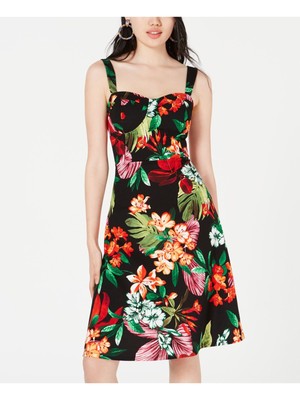 

ONE CLOTHING Женское черное вечернее платье миди-трапеции без рукавов с цветочным принтом Размер, Черный