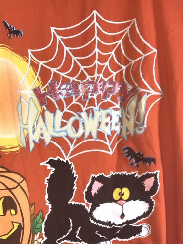 Vintg Time 2 Celebrate Halloween Cat Jack o'Lantern Spider Web T-Shirt 52