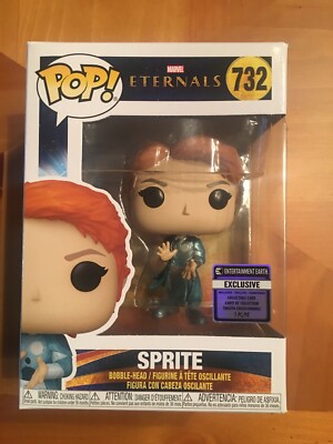 Funko Pop! Marvel Eternals Sprite Figure #732 with EE Exclusive Collector Card.