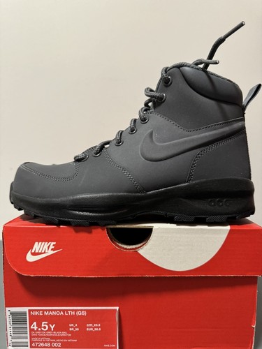 Nike Manoa Leather GS ACG Boots Dark Grey Kids Size 4.5Y