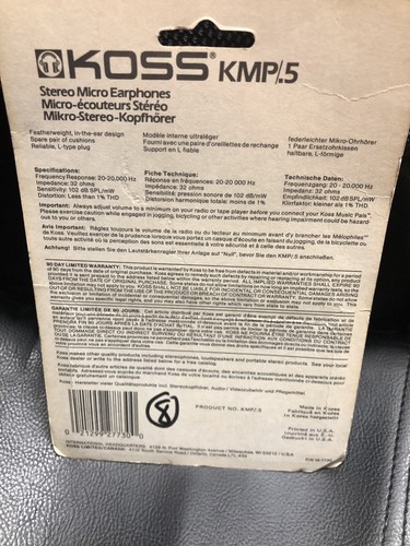 Vintage 1980’s KOSS KMP/.5 STEREO MICRO EARPHONES SEALED “ RARE & HARD TO FIND”