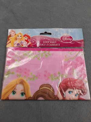New Disney Princesses 8 Loot Party Treat Bags Pink Ariel Belle Rapunzel Bir