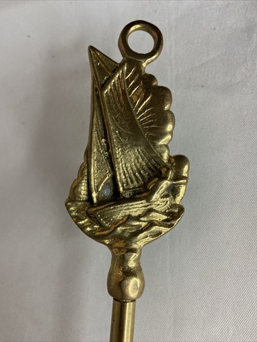Vtg Brass Shoe Horn Ship Design Nautical Antique Sailboat 18&rdquo; Wall Art