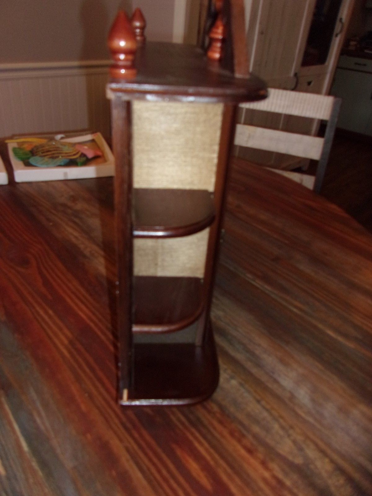 Walnut Wall Hanging Curio Cabinet Glass Door Shelf Rack Display-preowned