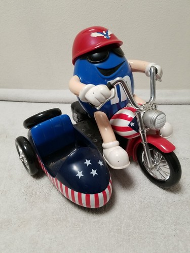 Vintage Blue M&M Motorcycle Bike Candy Dispenser. Old