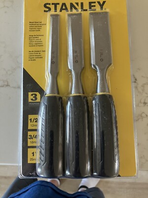 STANLEY Wood Chisel 3 Piece Set - 1/2'', 3/4'', 1'' New in Package NOS 2003