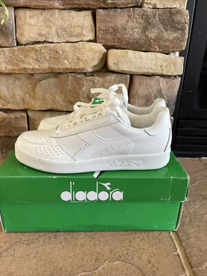 Diadora Elite B. Lace-Up White Smooth Leather Mens Trainers 501.170595.01_C4701