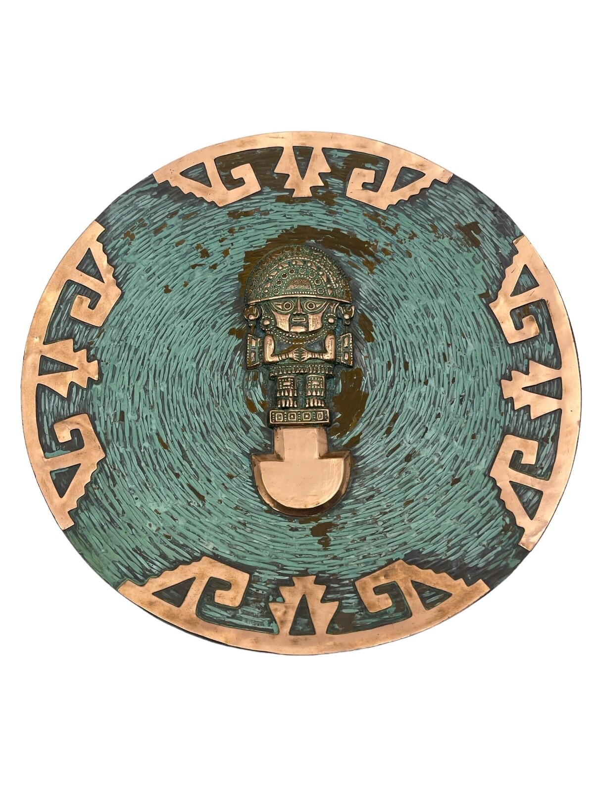 VTG Copper Tumi Knife Inca Decorative Metal Plate Wall Hanging Peruvian Peru