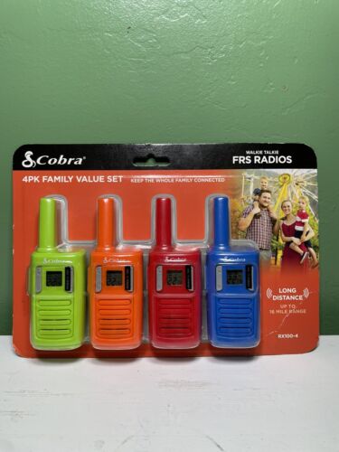 Cobra Walkie Talkie FRS Radios Multi Colored 4-Pack Family V