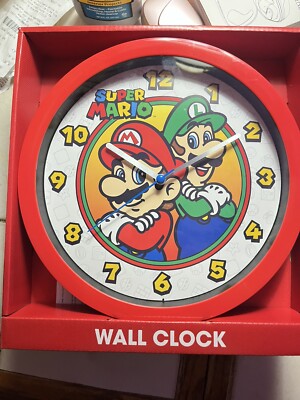 Red Super Mario Wall Clock 10'' Analog Display