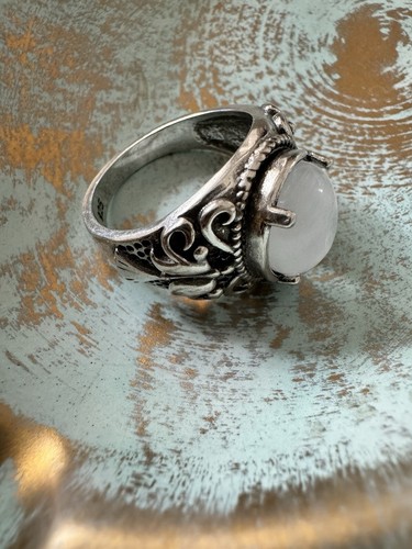 Sterling Silver Wide Cats Eye Prong Set Ring Size 8 3/4 | eBay