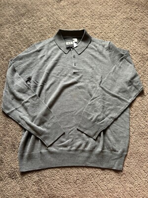 Joesph Abboud Men s Extra Fine Merino Wool Collar Pullover Grey Size XL $69.99
