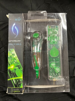 AFTERGLOW~AW.1 & AW.2 DELUXE CONTROLLER SET~ For Nintendo Wii~GREEN~PDP~ New