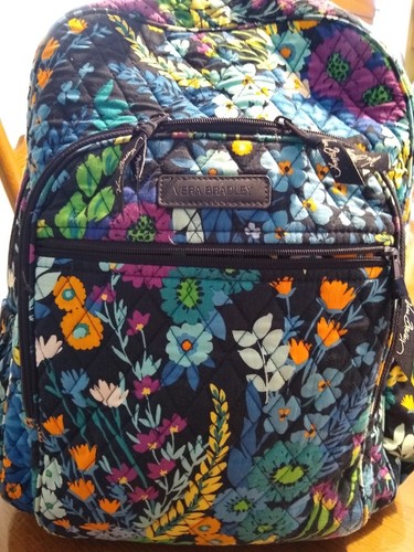VERA BRADLEY LG MIDNIGHT BLUES BRIGHT FLORAL FLOWERS  BACKPA