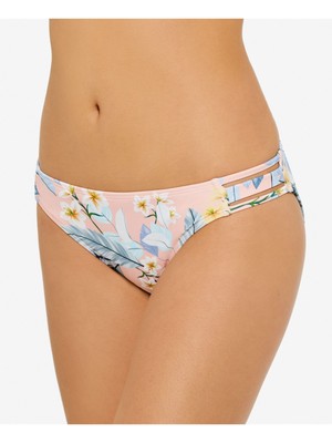 HULA HONEY Women's Pink Floral Strappy Moana Blossom Bikini Swimsuit Bottom XL