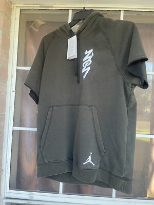 NWT Jordan Zion Williamson Cutoff Hoodie Green Men's Sz M