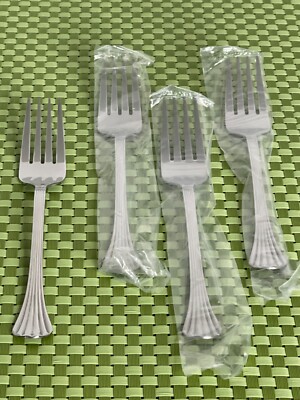 International CASCADE Stainless 4 Salad Forks Ridges Glossy Vietnam NEW Flatware