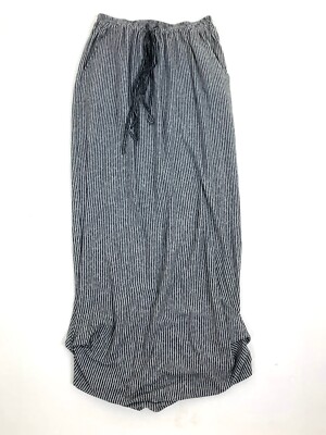 Freeloader Pin Striped Maxi Skirt Lagenlook Bunched Bottom Sz S Drawstring