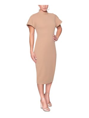 

RACHEL RACHEL ROY Женское бежевое вечернее платье-футляр миди с рукавами-лепестками на подкладке, Бежевый