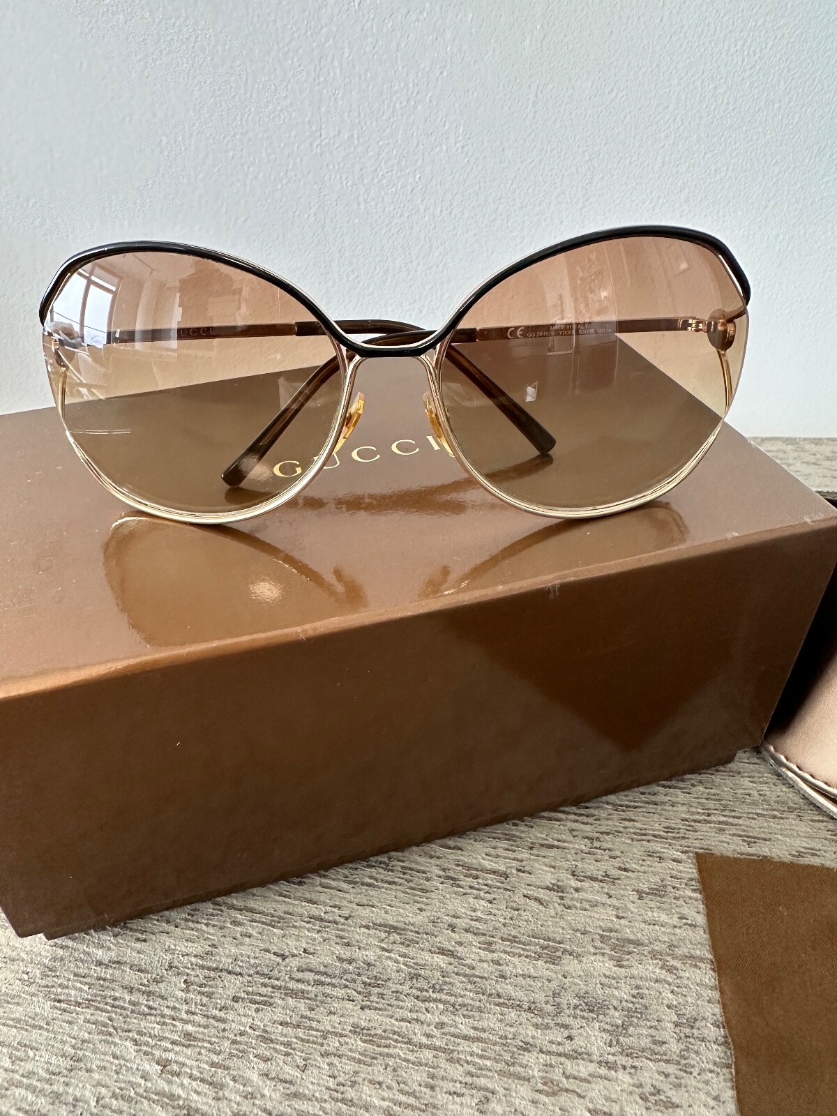Gucci GG2846/S Women's Oversized YD3DL Gold Metal Italy 63 Gucci GG2846/S Women's Oversized YD3DL Gold Metal Italy 63