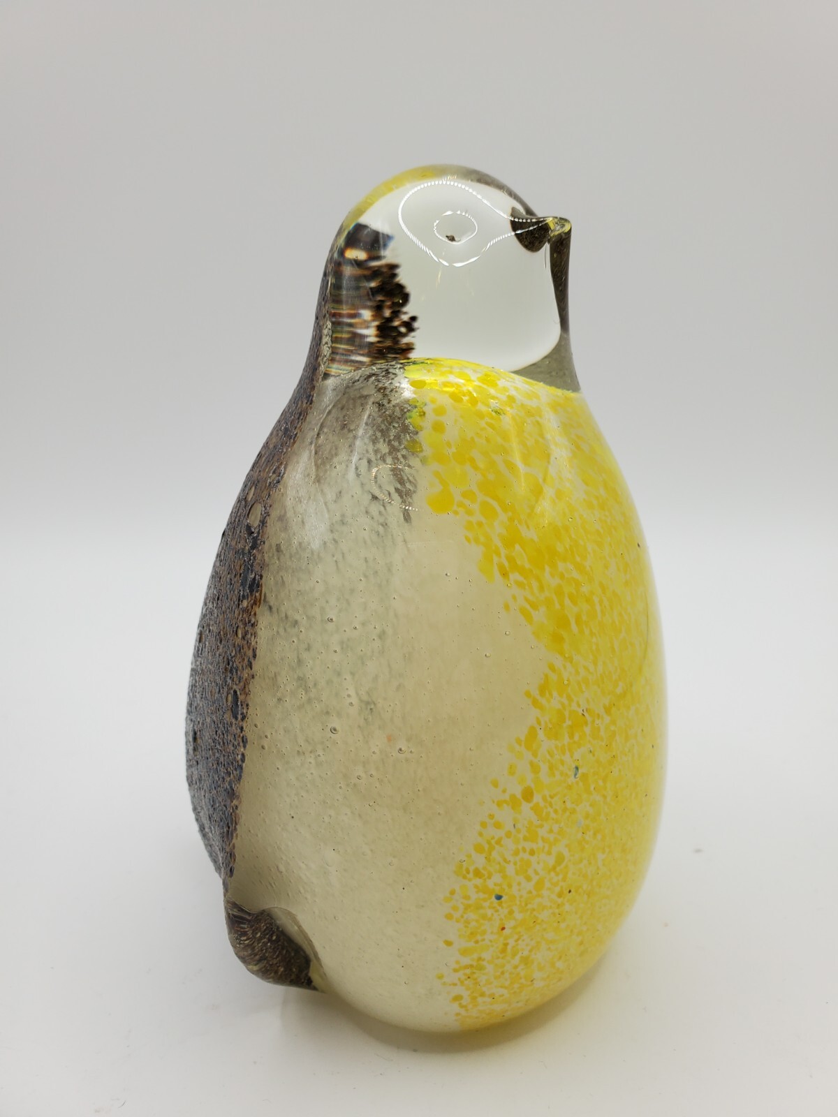 Penguin Unique Glass Paperweight Yellow & White Stomach