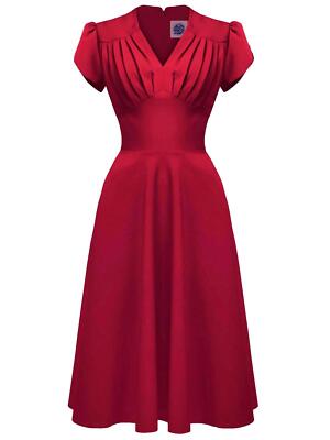 Retro 1940s 1950s Red Vintage Inspired Swing Dress FREE SHIPPING