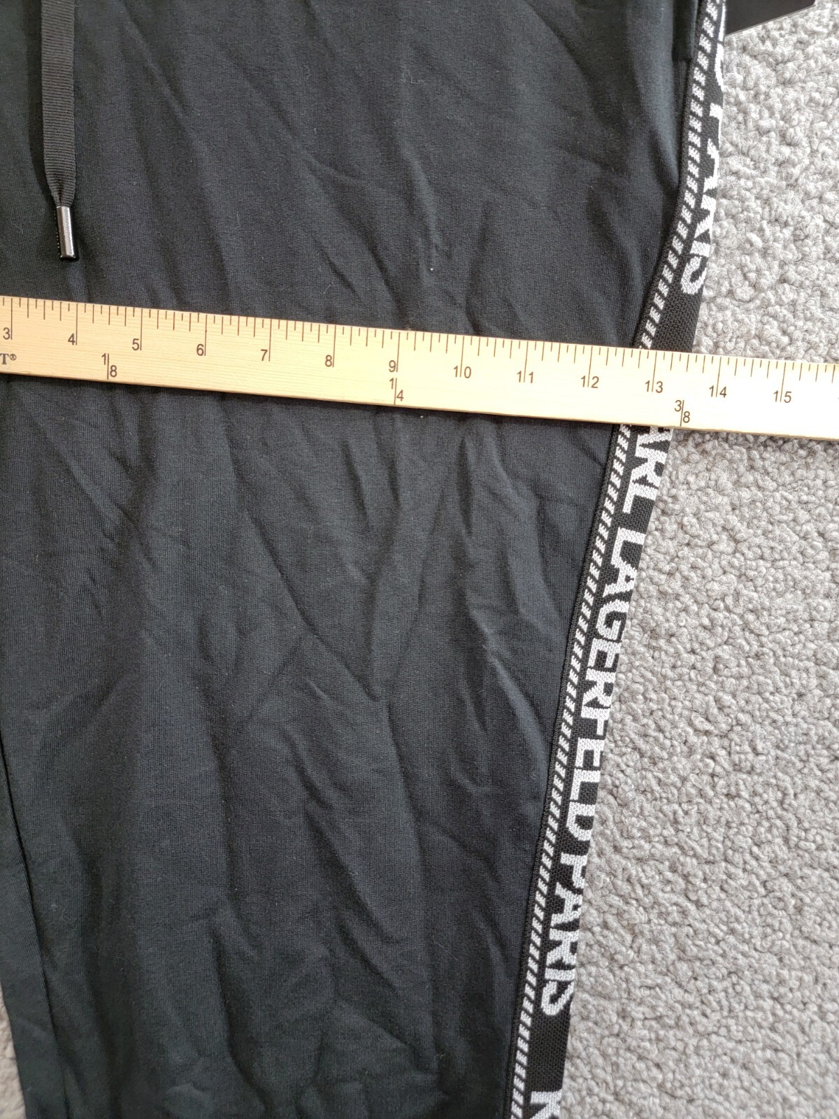 Karl Lagerfeld Paris Logo-Stripe Jogger Pants Women's XL Black/Silver Drawstring - Picture 6 of 17