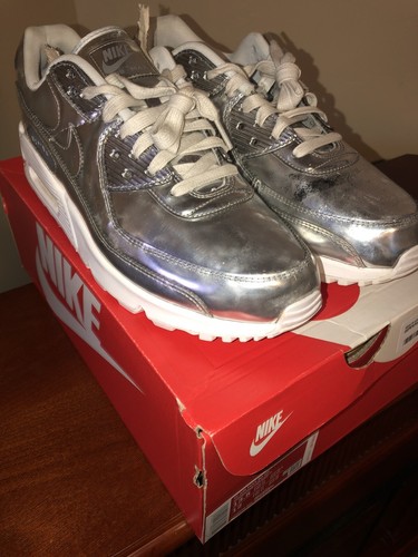 nike air max 90 liquid metal sneakers in silver