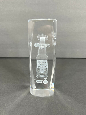 Corona Extra Beer 3D Laser Art Etched Crystal Glass Cube Paperweight