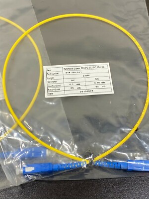 Lot of 4 Fiber Optic Patch  SC/UPC to SC/UPC, yellow, Length .5m, SM 316 100-701