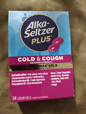  Alka-Seltzer PLUS Max Strength- 24 POWERMAX Gels - Cold & Cough Ex.04/2026