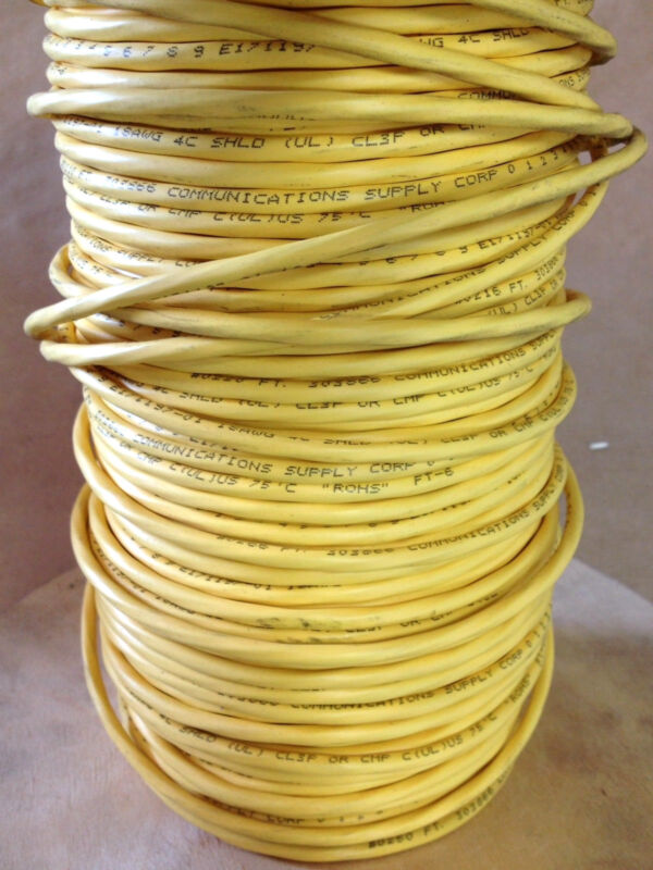 ( 25 Ft ) Comm Supply ( 18awg ) 4/c Shielded Stranded Wire Cable (yellow)