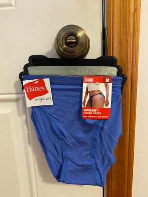 NEW WOMEN'S SIZE MEDIUM HANES ORIGINALS SUPERSOFT STRING BIKINI UNDERWEAR 3-PACK